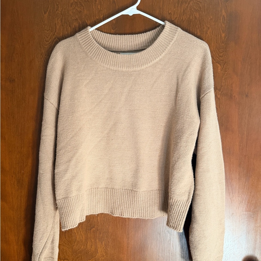 Rachel Zoe Cropped Crewneck Sweater - Taupe